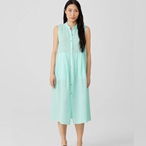 BNWT Eileen fisher aqua linen handkerchief dress small